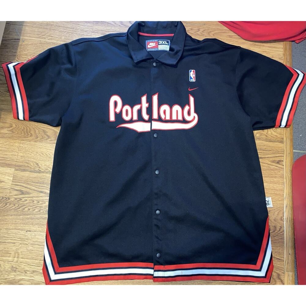 Y2K Nike Portland Trail Blazers Basketball Snap Front Warmup Shooting Jersey 3XL